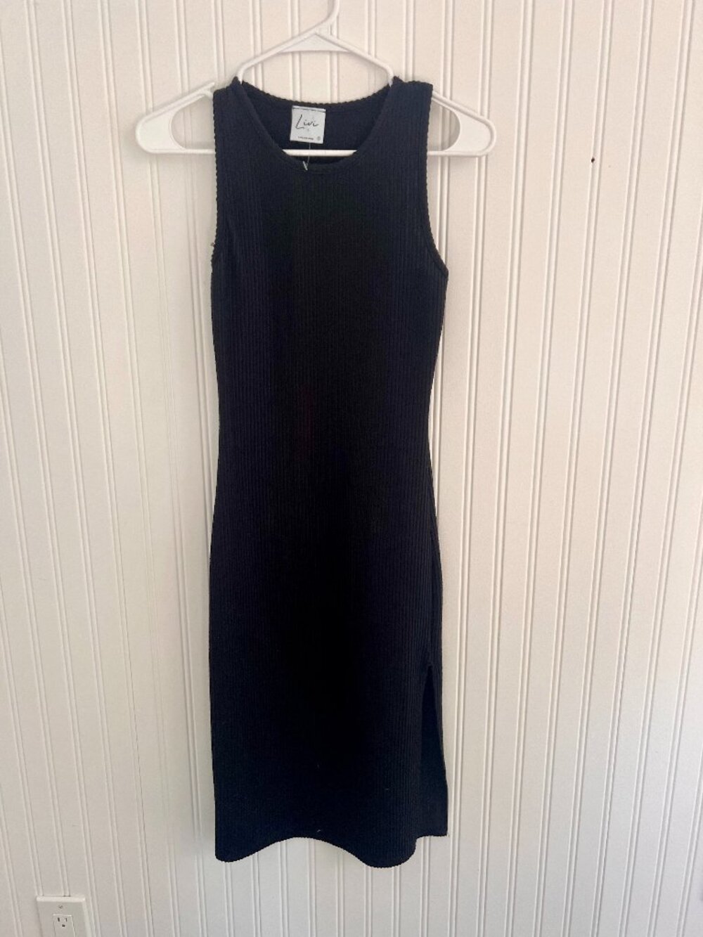 Midi Black Ribbed Bodycon Dress